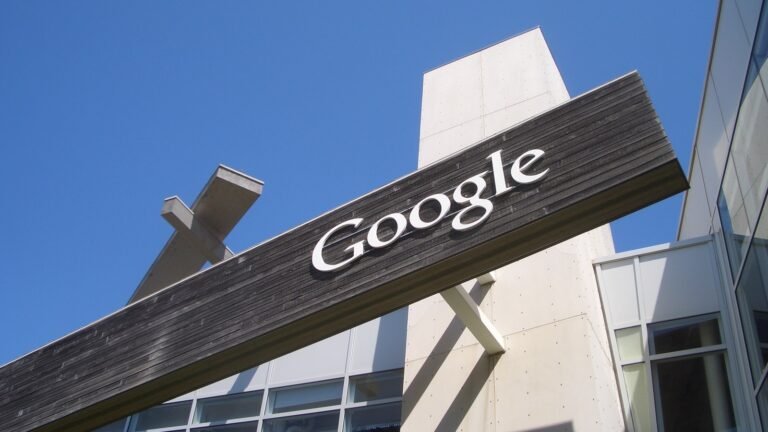 A Google campus sign in Mountain View, California, photographed in 2006.